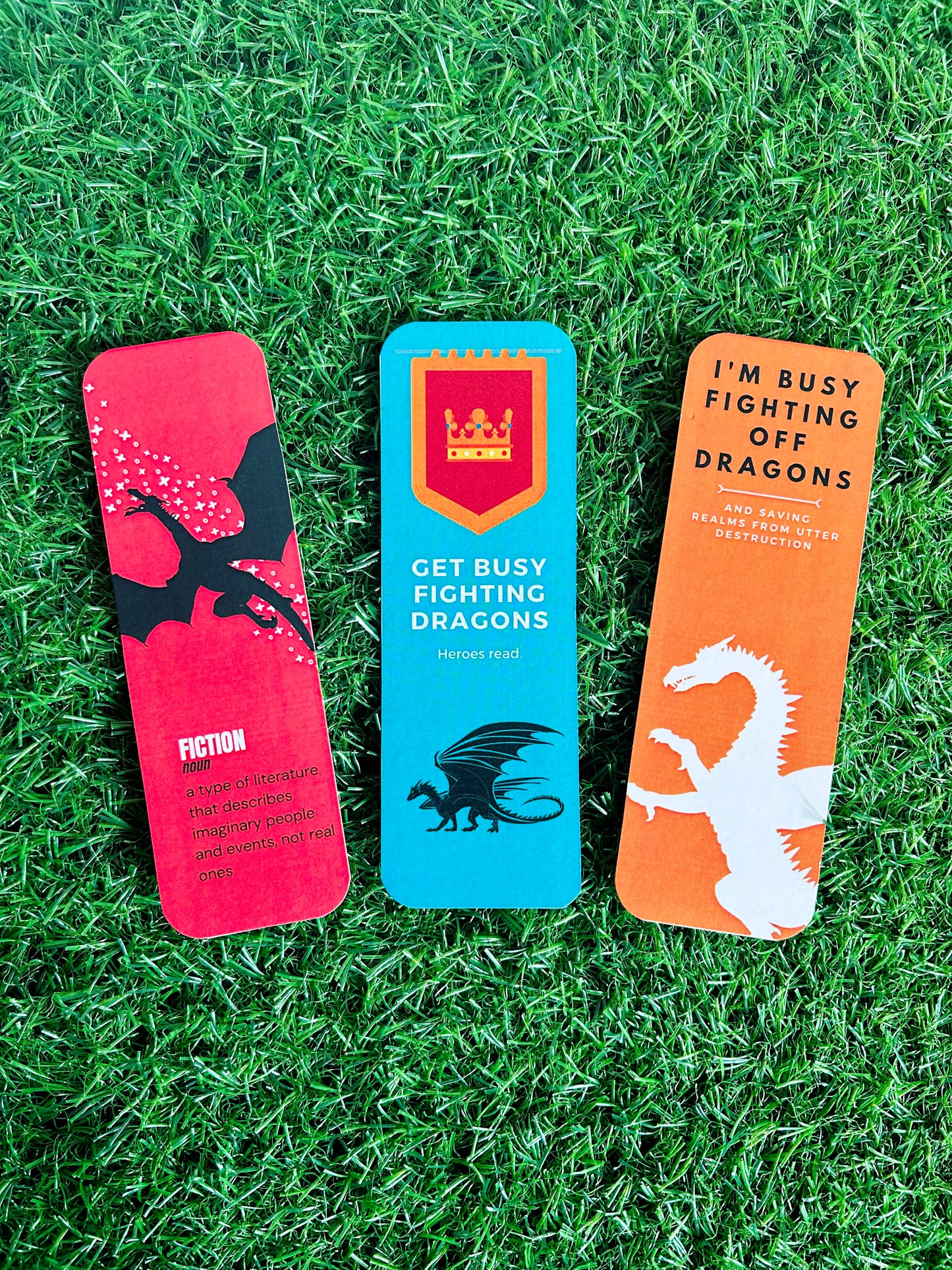 Dragon-Themed Bookmark Set for Readers | 3 High-Quality 30 GSM Bookmarks with Inspiring Reading Quotes