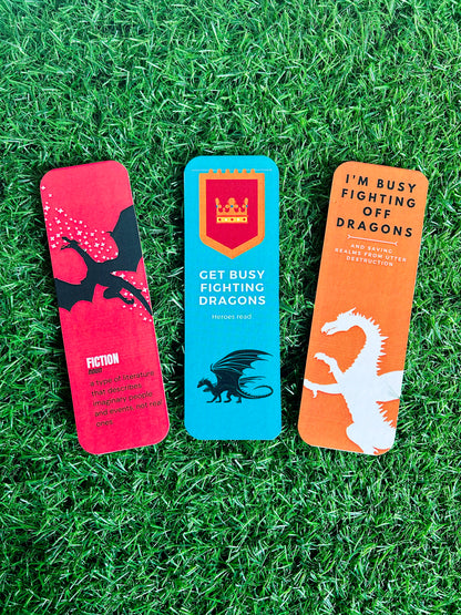 Dragon-Themed Bookmark Set for Readers | 3 High-Quality 30 GSM Bookmarks with Inspiring Reading Quotes