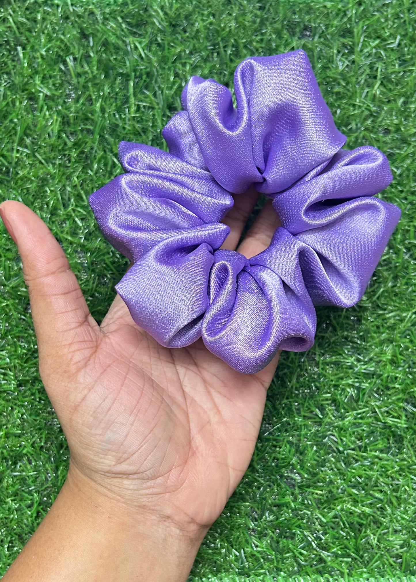 Handmade Premium Satin Scrunchies - Set of 4 (2 Red, 1 Lavender, 1 Pink) | Luxurious & Hair-Friendly