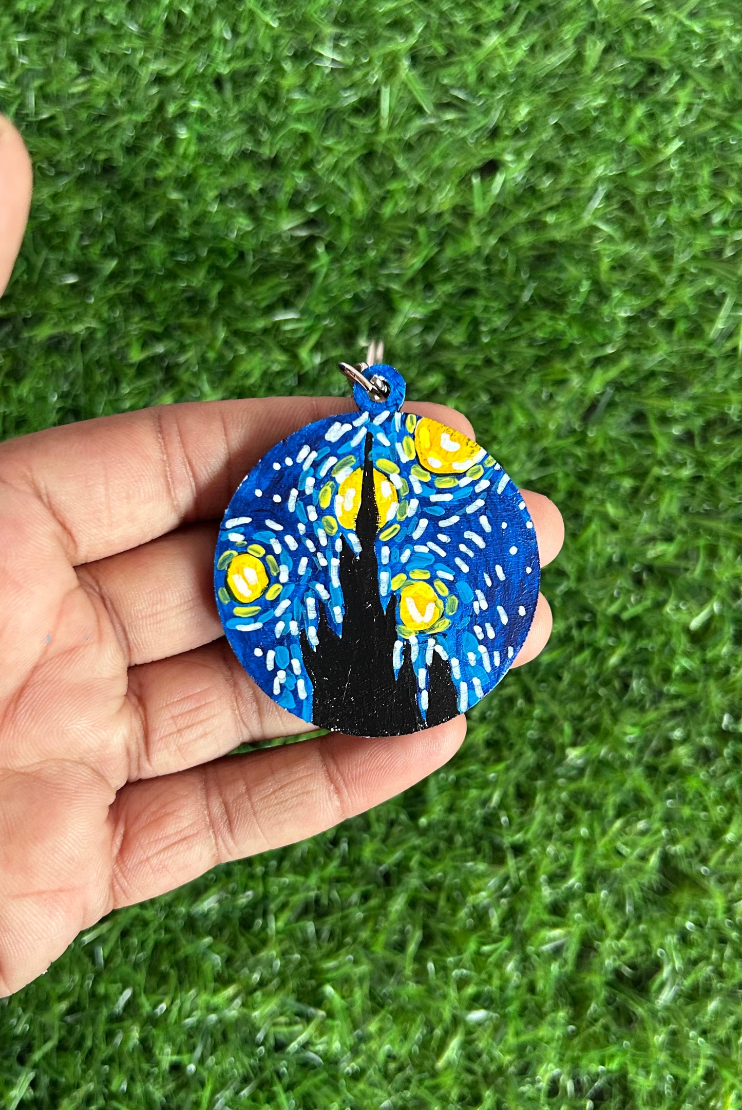 Van Gogh-Inspired Hand-Painted Coasters & Keychain Gift Combo Set