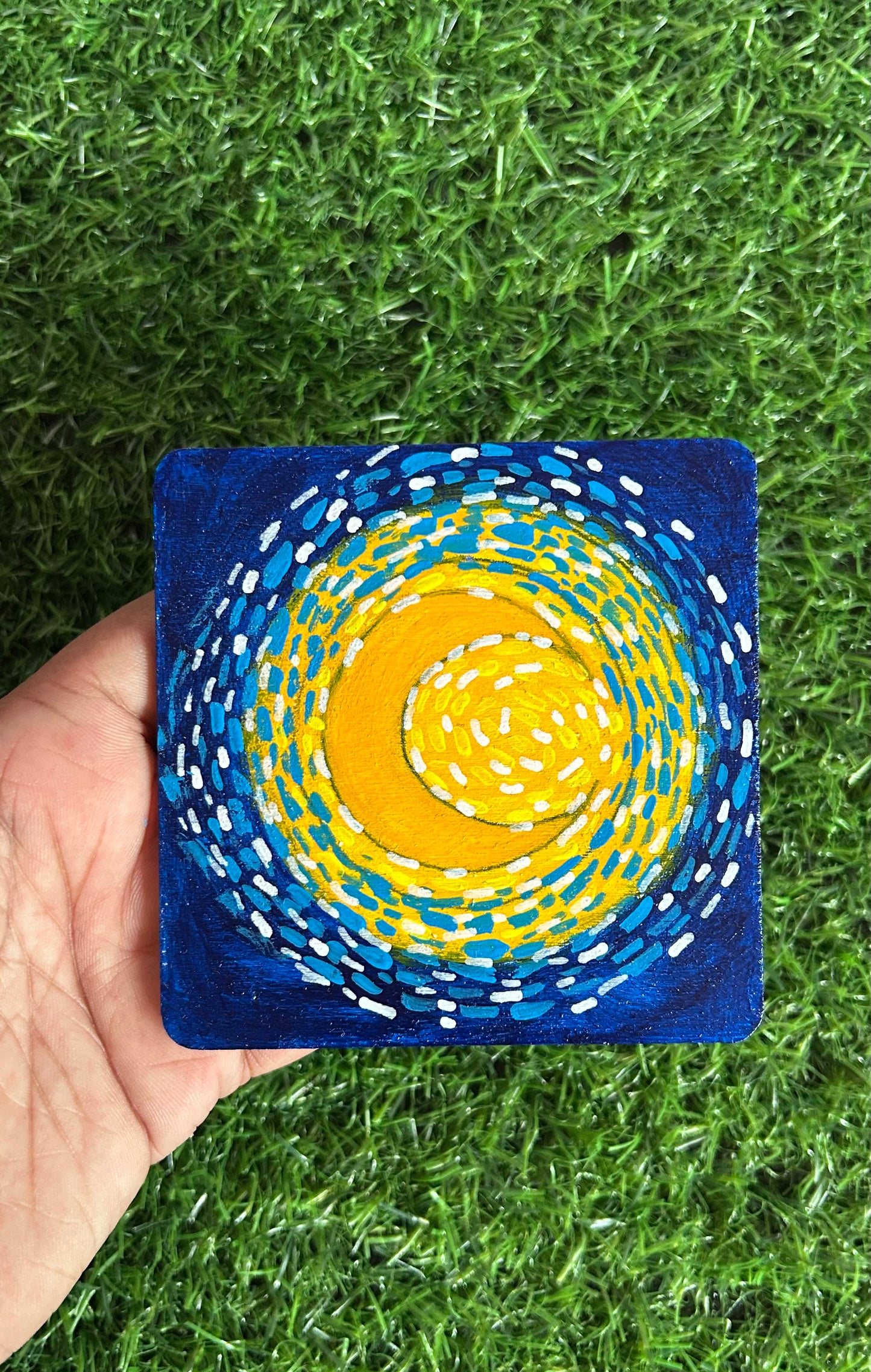 Van Gogh-Inspired Hand-Painted Coasters & Keychain Gift Combo Set